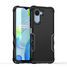 Silicone Matte Finish and Plastic Back Cover Case QW1 for Realme C30 Black