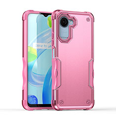 Silicone Matte Finish and Plastic Back Cover Case QW1 for Realme C30 Pink