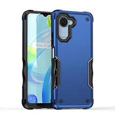 Silicone Matte Finish and Plastic Back Cover Case QW1 for Realme C30s Blue