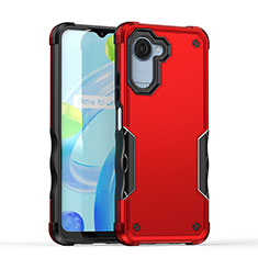 Silicone Matte Finish and Plastic Back Cover Case QW1 for Realme C30s Red