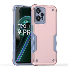 Silicone Matte Finish and Plastic Back Cover Case QW1 for Realme Q5 5G Rose Gold