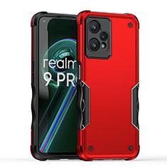 Silicone Matte Finish and Plastic Back Cover Case QW1 for Realme V25 5G Red