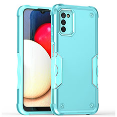 Silicone Matte Finish and Plastic Back Cover Case QW1 for Samsung Galaxy A02s Mint Blue