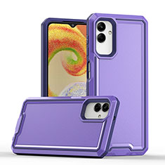 Silicone Matte Finish and Plastic Back Cover Case QW1 for Samsung Galaxy A04 4G Purple