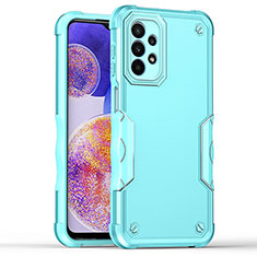 Silicone Matte Finish and Plastic Back Cover Case QW1 for Samsung Galaxy A23 4G Mint Blue