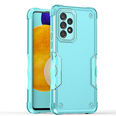 Silicone Matte Finish and Plastic Back Cover Case QW1 for Samsung Galaxy A52 4G Mint Blue