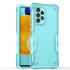 Silicone Matte Finish and Plastic Back Cover Case QW1 for Samsung Galaxy A53 5G Mint Blue