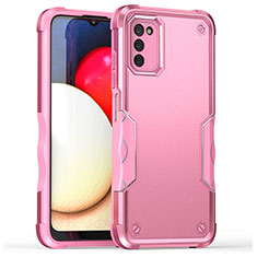 Silicone Matte Finish and Plastic Back Cover Case QW1 for Samsung Galaxy F02S SM-E025F Rose Gold