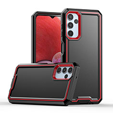 Silicone Matte Finish and Plastic Back Cover Case QW1 for Samsung Galaxy Jump3 5G Red and Black