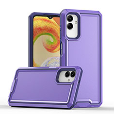 Silicone Matte Finish and Plastic Back Cover Case QW1 for Samsung Galaxy M04 Purple