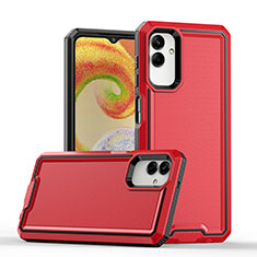 Silicone Matte Finish and Plastic Back Cover Case QW1 for Samsung Galaxy M04 Red