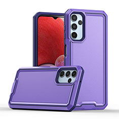 Silicone Matte Finish and Plastic Back Cover Case QW1 for Samsung Galaxy M44 5G Purple