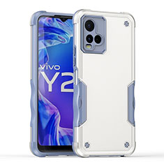 Silicone Matte Finish and Plastic Back Cover Case QW1 for Vivo Y21a White