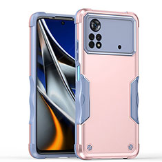 Silicone Matte Finish and Plastic Back Cover Case QW1 for Xiaomi Poco X4 Pro 5G Pink