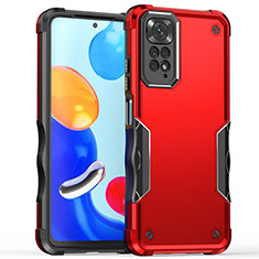 Silicone Matte Finish and Plastic Back Cover Case QW1 for Xiaomi Redmi Note 11 4G (2022) Red