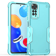 Silicone Matte Finish and Plastic Back Cover Case QW1 for Xiaomi Redmi Note 11S 4G Mint Blue