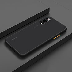 Silicone Matte Finish and Plastic Back Cover Case R01 for Huawei P20 Black