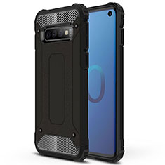 Silicone Matte Finish and Plastic Back Cover Case R01 for Samsung Galaxy S10 5G Black