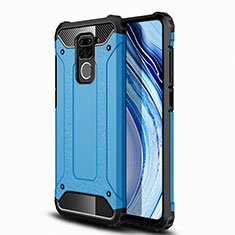 Silicone Matte Finish and Plastic Back Cover Case R01 for Xiaomi Redmi Note 9 Sky Blue