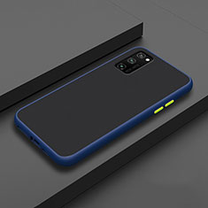 Silicone Matte Finish and Plastic Back Cover Case R02 for Huawei Honor V30 5G Blue