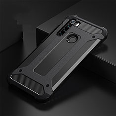 Silicone Matte Finish and Plastic Back Cover Case R02 for Xiaomi Redmi Note 8 Black