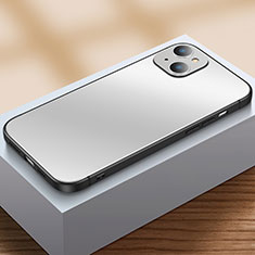 Silicone Matte Finish and Plastic Back Cover Case U01 for Apple iPhone 13 Mini Silver