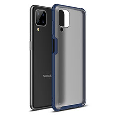 Silicone Matte Finish and Plastic Back Cover Case U01 for Samsung Galaxy A12 5G Blue