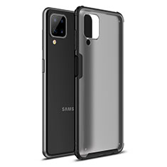 Silicone Matte Finish and Plastic Back Cover Case U01 for Samsung Galaxy M12 Black