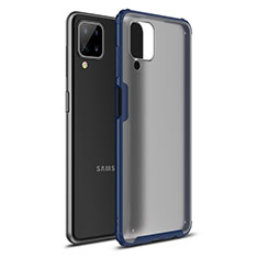 Silicone Matte Finish and Plastic Back Cover Case U01 for Samsung Galaxy M12 Blue