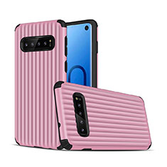 Silicone Matte Finish and Plastic Back Cover Case U01 for Samsung Galaxy S10 5G Pink