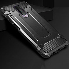 Silicone Matte Finish and Plastic Back Cover Case U01 for Xiaomi Poco X2 Black