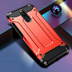 Silicone Matte Finish and Plastic Back Cover Case U01 for Xiaomi Redmi 8 Red