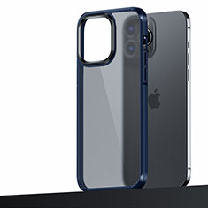 Silicone Matte Finish and Plastic Back Cover Case U04 for Apple iPhone 16 Pro Max Blue