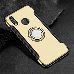 Silicone Matte Finish and Plastic Back Cover Case with Finger Ring Stand for Huawei Honor V10 Lite Gold