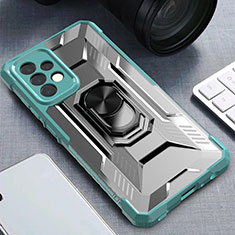 Silicone Matte Finish and Plastic Back Cover Case with Magnetic Finger Ring Stand J02S for Samsung Galaxy A52 4G Green