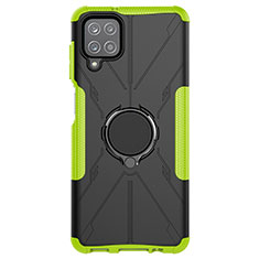 Silicone Matte Finish and Plastic Back Cover Case with Magnetic Finger Ring Stand JX1 for Samsung Galaxy A12 5G Green