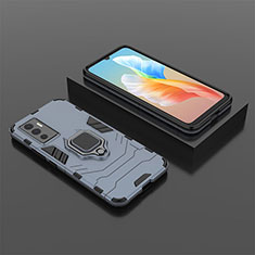 Silicone Matte Finish and Plastic Back Cover Case with Magnetic Finger Ring Stand KC2 for Vivo Y75 4G Blue