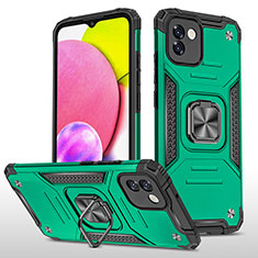 Silicone Matte Finish and Plastic Back Cover Case with Magnetic Finger Ring Stand MQ1 for Samsung Galaxy A03 Midnight Green