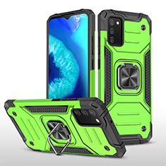 Silicone Matte Finish and Plastic Back Cover Case with Magnetic Finger Ring Stand MQ1 for Samsung Galaxy A03s Green