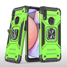 Silicone Matte Finish and Plastic Back Cover Case with Magnetic Finger Ring Stand MQ1 for Samsung Galaxy A10s Green