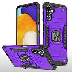 Silicone Matte Finish and Plastic Back Cover Case with Magnetic Finger Ring Stand MQ1 for Samsung Galaxy A13 5G Purple