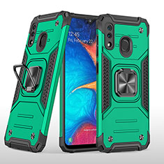 Silicone Matte Finish and Plastic Back Cover Case with Magnetic Finger Ring Stand MQ1 for Samsung Galaxy M10S Midnight Green