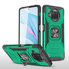 Silicone Matte Finish and Plastic Back Cover Case with Magnetic Finger Ring Stand MQ1 for Xiaomi Mi 10i 5G Midnight Green