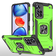 Silicone Matte Finish and Plastic Back Cover Case with Magnetic Finger Ring Stand MQ1 for Xiaomi Mi 11i 5G (2022) Green