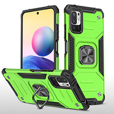 Silicone Matte Finish and Plastic Back Cover Case with Magnetic Finger Ring Stand MQ1 for Xiaomi POCO M3 Pro 5G Green