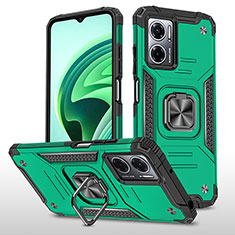 Silicone Matte Finish and Plastic Back Cover Case with Magnetic Finger Ring Stand MQ1 for Xiaomi Redmi 11 Prime 5G Midnight Green