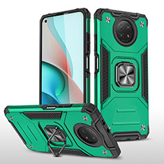 Silicone Matte Finish and Plastic Back Cover Case with Magnetic Finger Ring Stand MQ1 for Xiaomi Redmi Note 9 5G Midnight Green