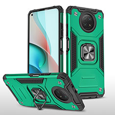 Silicone Matte Finish and Plastic Back Cover Case with Magnetic Finger Ring Stand MQ1 for Xiaomi Redmi Note 9T 5G Midnight Green
