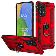 Silicone Matte Finish and Plastic Back Cover Case with Magnetic Finger Ring Stand MQ3 for Samsung Galaxy A73 5G Red