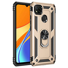 Silicone Matte Finish and Plastic Back Cover Case with Magnetic Finger Ring Stand MQ3 for Xiaomi POCO C31 Gold